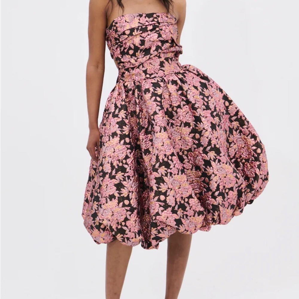 AKIRA Pink Floral Strapless Bubble Dress